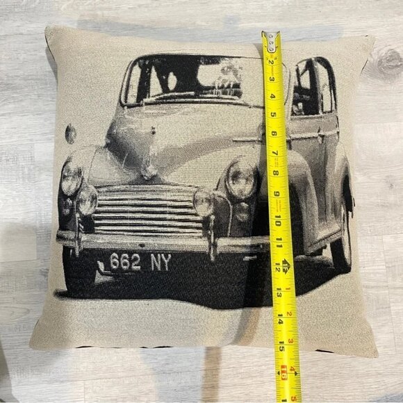 Rare Accent Pillow with Vintage Farm Truck Black and Cream 15” Rustic Farmhouse - Picture 9 of 11